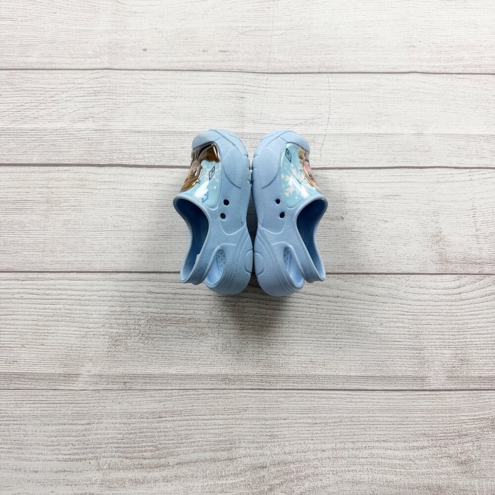 Disney Frozen Toddler Girl Slip On Shoes Light Blue Anna Elsa Clogs 9-10 - Picture 3 of 4